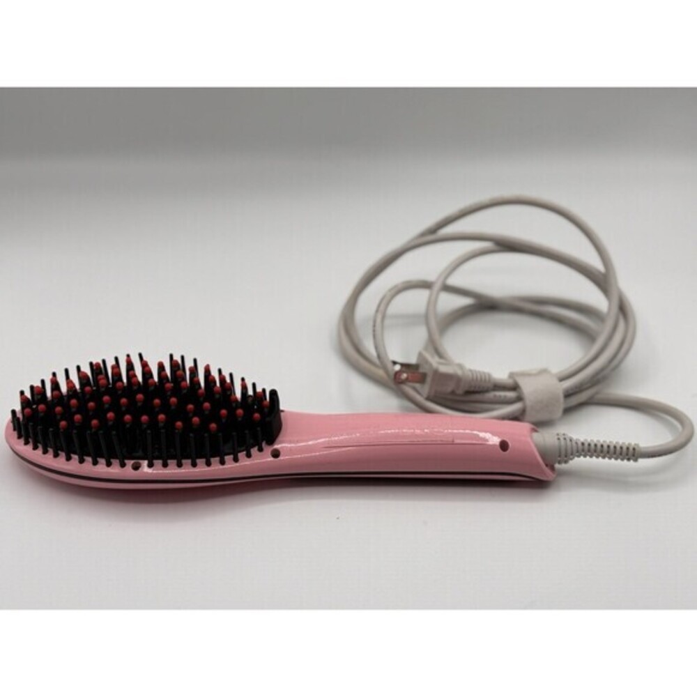 Oak Leaf Hair Brush Straightener PINK Electric Heated Straightener Brush